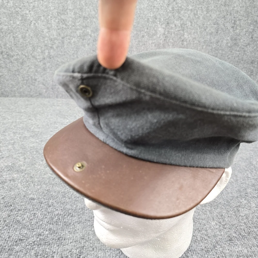 Vtg 90s Nike Newsboy Cap Flat Hat Made in USA Leather Bill U7-PHI Gray Medium